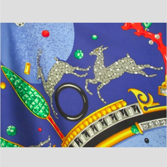Cartier Paris Leopard Blue Silk Scarf